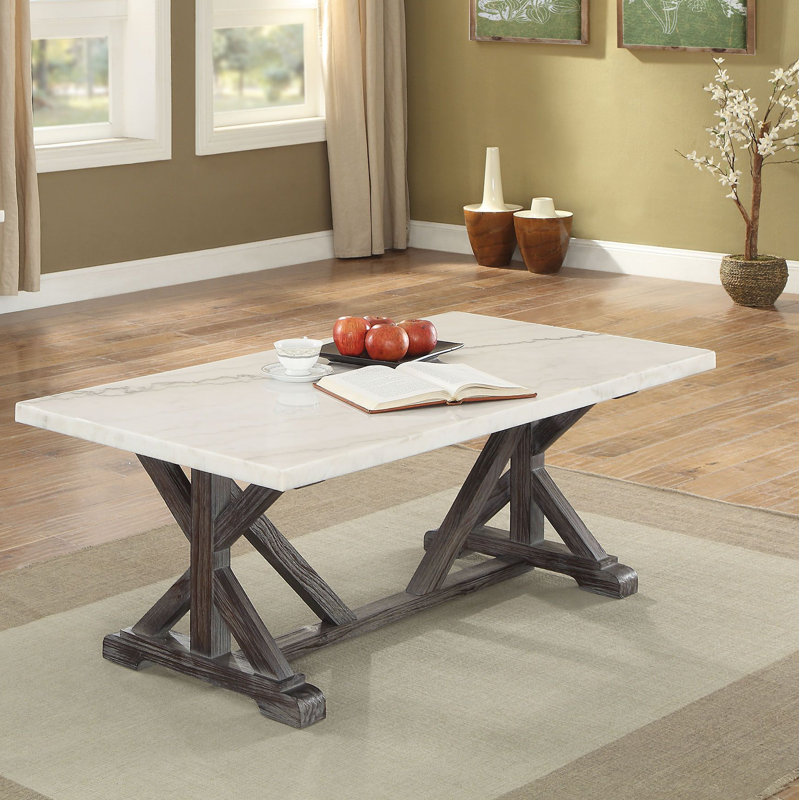 Gracie Oaks Alexandrea Trestle Coffee Table & Reviews Wayfair